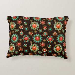 Ethnic Brooches Nahtloses Muster Dekokissen