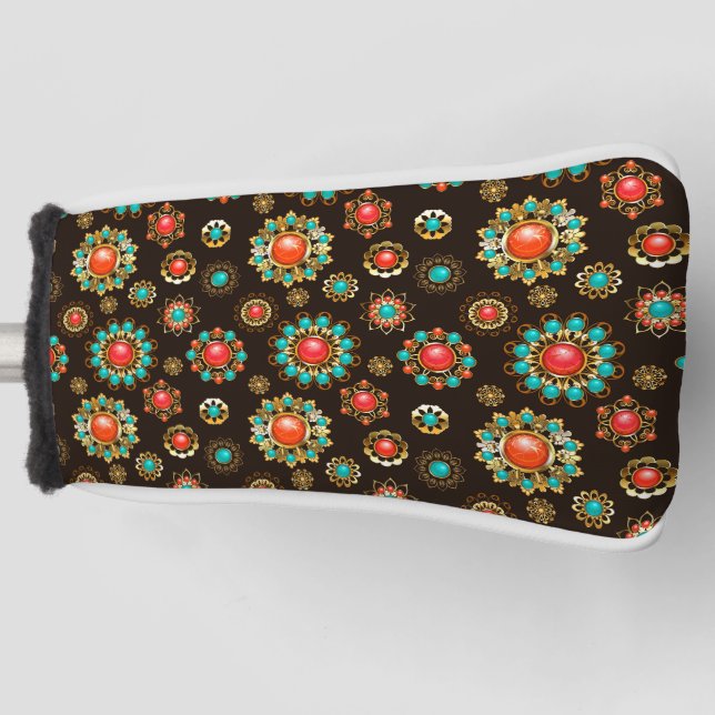 Ethnic Brooches Nahtloses Muster Golf Headcover (Vorderseite)