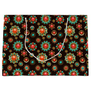 Ethnic Brooches Nahtloses Muster Große Geschenktüte