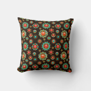 Ethnic Brooches Nahtloses Muster Kissen