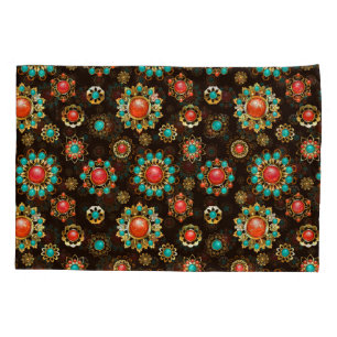 Ethnic Brooches Nahtloses Muster Kissenbezug