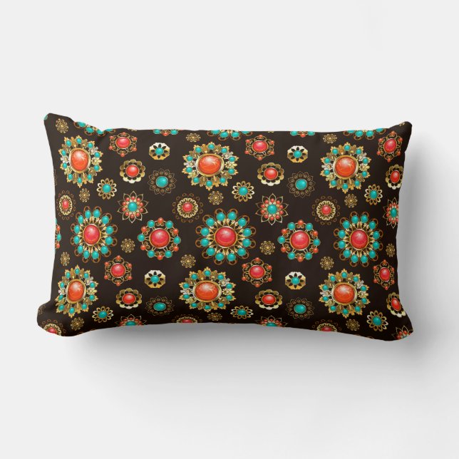 Ethnic Brooches Nahtloses Muster Lendenkissen (Vorderseite)