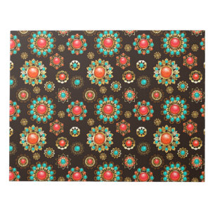 Ethnic Brooches Nahtloses Muster Notizblock