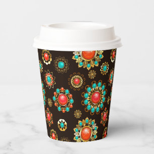 Ethnic Brooches Nahtloses Muster Pappbecher