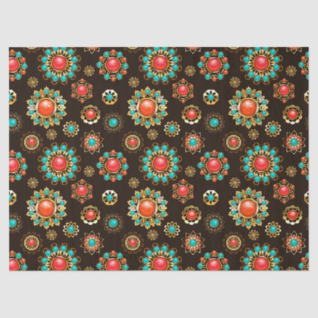 Ethnic Brooches Nahtloses Muster Seidenpapier (Vorderseite)