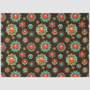 Ethnic Brooches Nahtloses Muster Seidenpapier