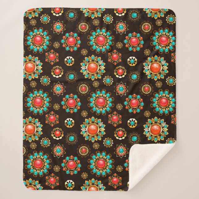 Ethnic Brooches Nahtloses Muster Sherpadecke (Vorderseite)