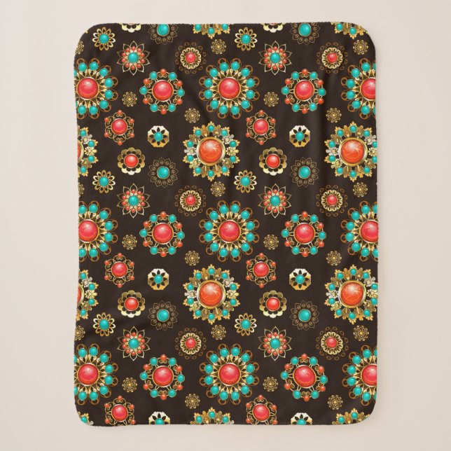 Ethnic Brooches Nahtloses Muster Sherpadecke (Vorderseite)