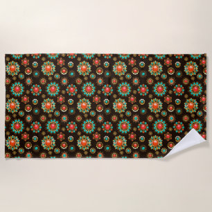 Ethnic Brooches Nahtloses Muster Strandtuch