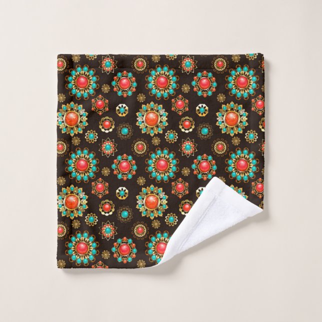 Ethnic Brooches Nahtloses Muster Waschlappen (Waschlappen)