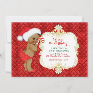 Ethnic Christmas Baby Girl Geburtstagsdusche Einladung
