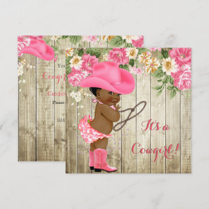 Ethnic Cowgirl Babydusche Pink Boots Floral Einladung