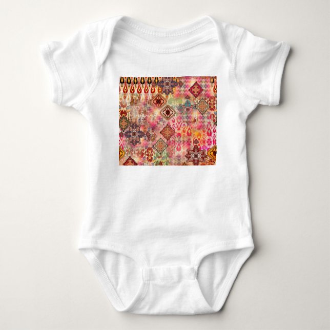 Ethnic Digital Abstrakt Seamless Muster Baby Strampler (Vorderseite)