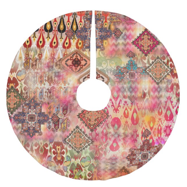 Ethnic Digital Abstrakt Seamless Muster Polyester Weihnachtsbaumdecke (Vorderseite)