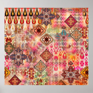 Ethnic Digital Abstrakt Seamless Muster Poster