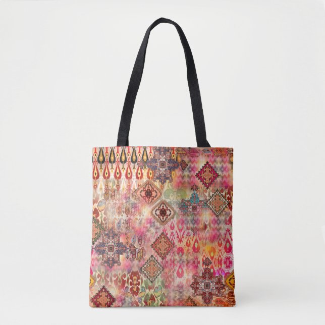 Ethnic Digital Abstrakt Seamless Muster Tasche (Vorderseite)