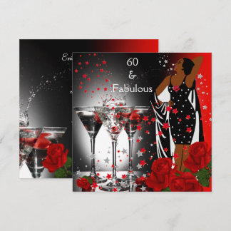 Ethnic Fabulous 60. Geburtstag Rote Rosen Martini Einladung
