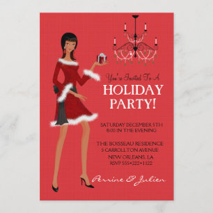 Ethnic Fashion Girl Christmas Glitzer Holiday Einladung