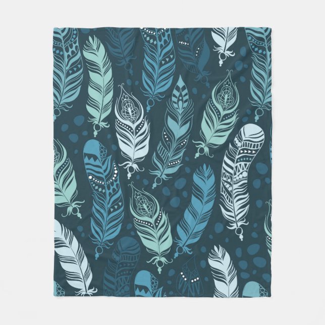 Ethnic feathers seamless pattern fleecedecke (Vorderseite)