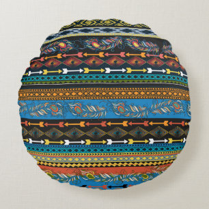 Ethnic Feathers: Stickerei Boho Chic Rundes Kissen
