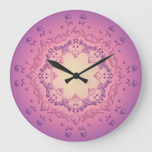 Ethnic floral mandala. große wanduhr