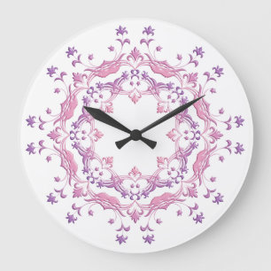 Ethnic floral pink mandala große wanduhr