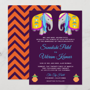 Ethnic Folk Art Elephant Indian Wedding Einladung