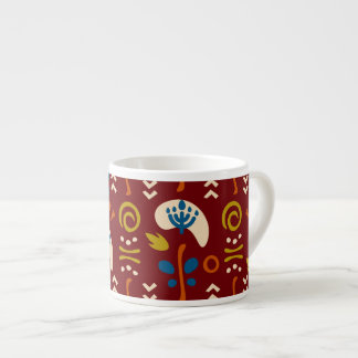 Ethnic Folk Floral Pattern Espressotasse