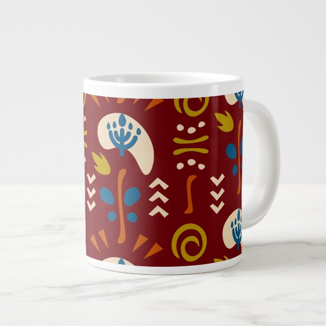 Ethnic Folk Floral Pattern Jumbo-Tasse (Vorderseite Rechts)