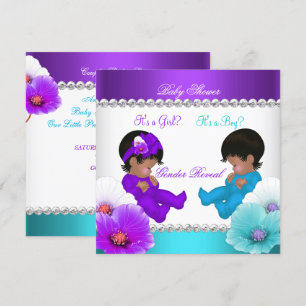 Ethnic Gender Reveal Baby Dusche Lila Aquamarin Bl Einladung