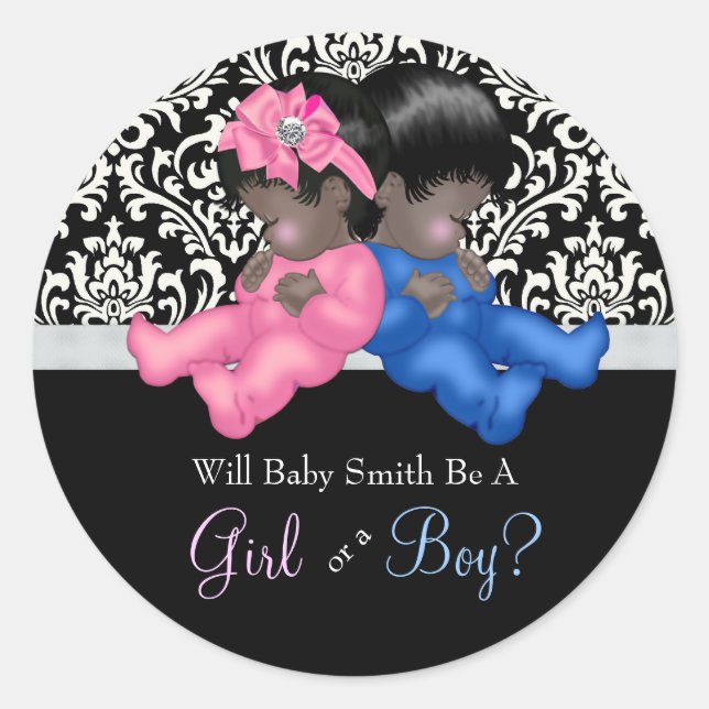 Ethnic Gender Reveal Baby Shower Runder Aufkleber (Vorderseite)