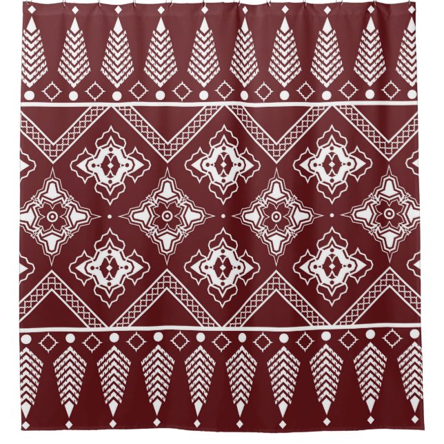 Ethnic Geometric Asian Style Muster Duschvorhang (Vorderseite)