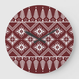 Ethnic Geometric Asian Style Muster Große Wanduhr