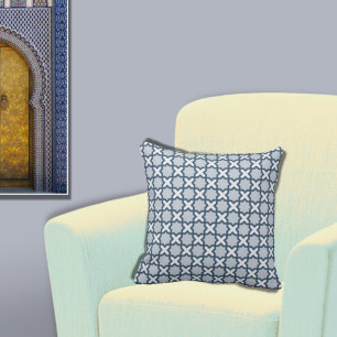 Ethnic Geometric Blue marokkanisch Inspiriert Kissen