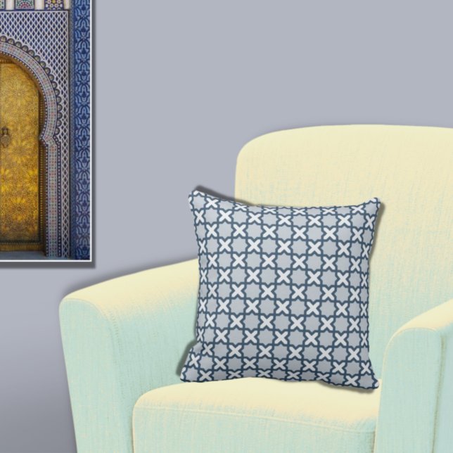 Ethnic Geometric Blue marokkanisch Inspiriert Kissen (Von Creator hochgeladen)