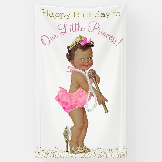 Ethnic Girl Princess Birthday Party Banner (Vertikal)