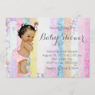 Ethnic Girl Rainbow Baby Dusche Einladung
