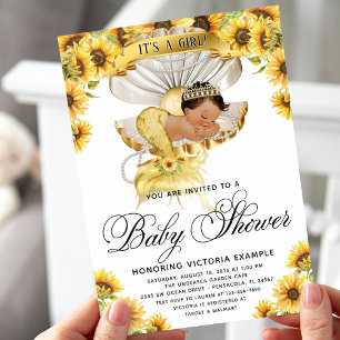 Ethnic Girl Sunflower Baby Dusche Einladung