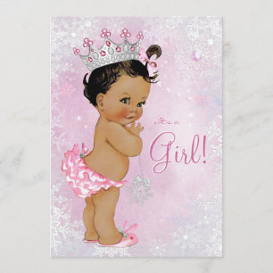 Ethnic Girl Winter Wonderland Baby Dusche Einladung