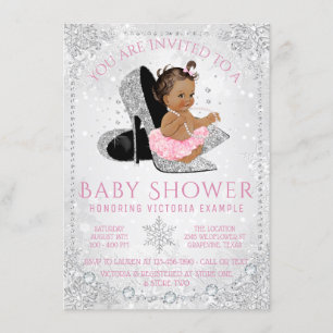 Ethnic Girl Winter Wonderland Baby Dusche Einladung