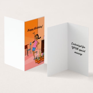 Ethnic Girl with Braids (orange2) Birthday Card