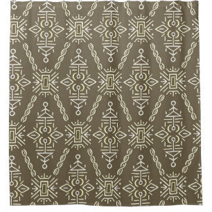 Ethnic Hand Drawn Boho Tile Duschvorhang