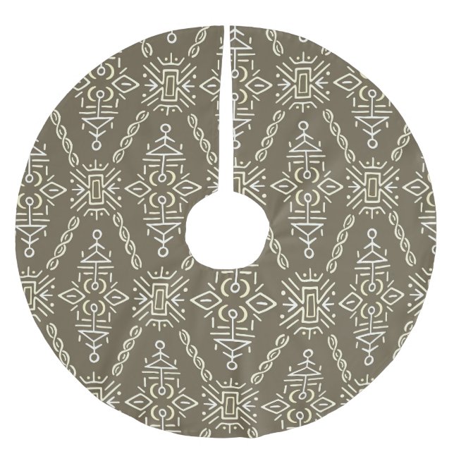Ethnic Hand Drawn Boho Tile Polyester Weihnachtsbaumdecke (Vorderseite)