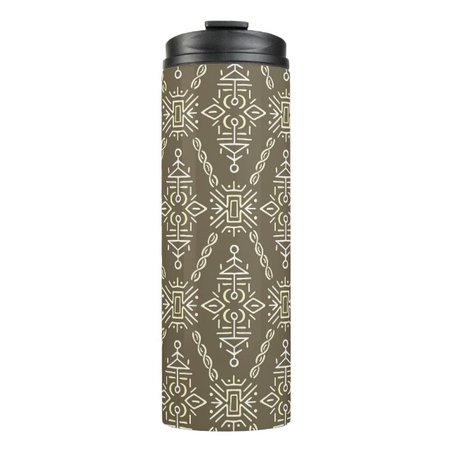 Ethnic Hand Drawn Boho Tile Thermosbecher (Vorderseite)