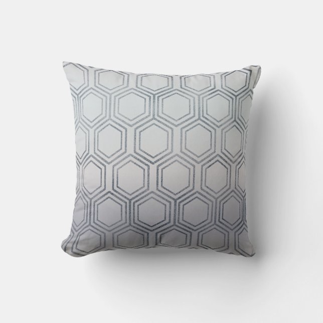 Ethnic Hexagon Honey Patches Silver Mattiert Kissen (Vorderseite)