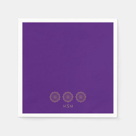 Ethnic Hindu Lila & Gold Monogram Cocktail Serviette