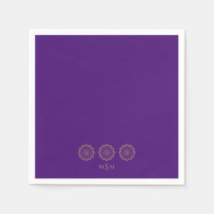 Ethnic Hindu Lila & Gold Monogram Cocktail Serviette