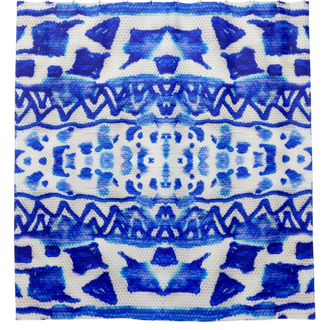 Ethnic Indigo Arrow Indianermuster Duschvorhang (Vorderseite)