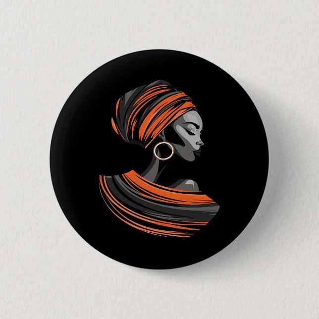 Ethnic Kente Cloth Head Wrap Schöne Frauen Afrikan Button (Vorderseite)