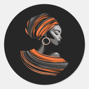 Ethnic Kente Cloth Head Wrap Schöne Frauen Afrikan Runder Aufkleber